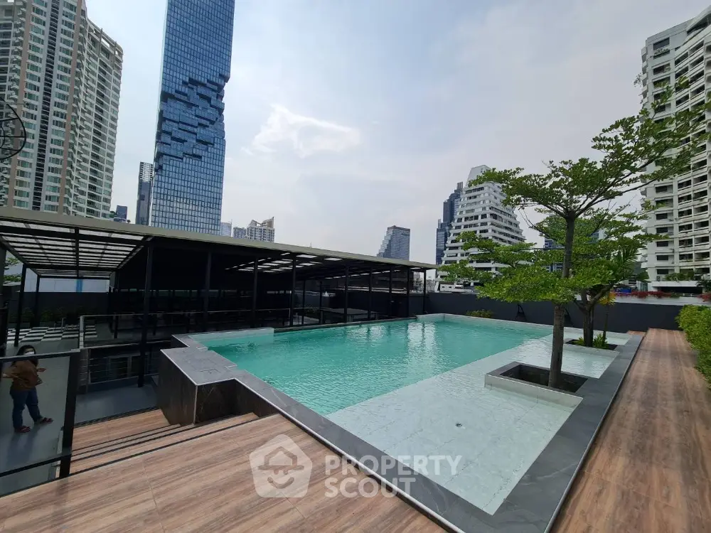 Luxurious rooftop pool with stunning cityscape views and modern design