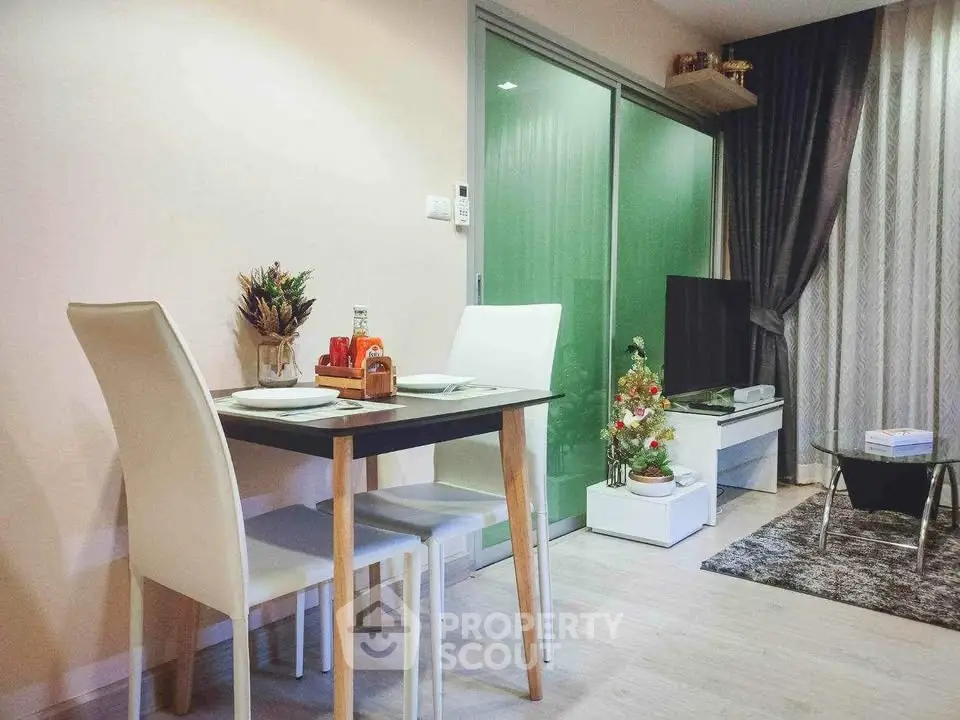 Modern living room with dining area and stylish decor