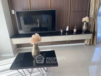 Elegant living room with modern TV stand and stylish decor
