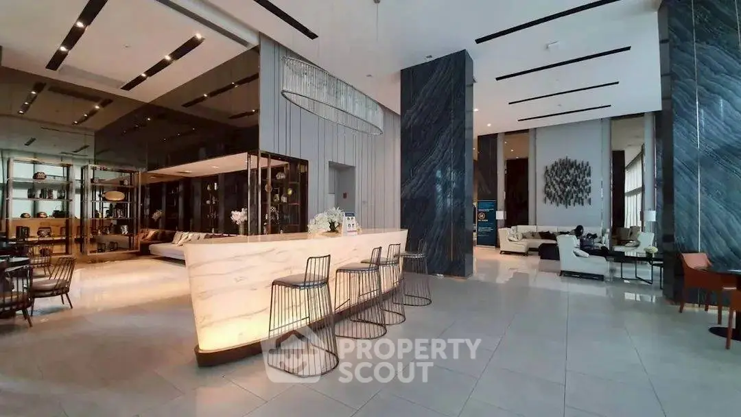 Luxurious modern lobby with elegant seating and stylish decor