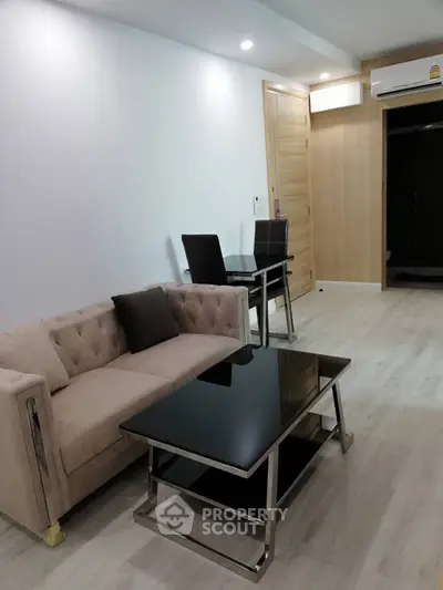 Modern living room with sleek furniture and stylish decor