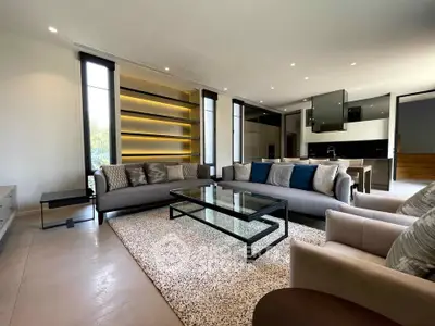 Luxurious modern living room with open layout and elegant furnishings