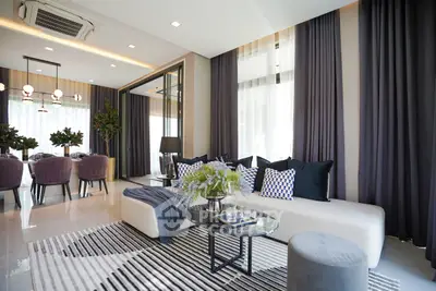 Luxurious modern living room with elegant decor and dining area