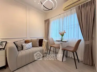 Chic and cozy living room with modern decor and natural light