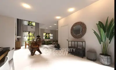 Spacious modern living room with elegant decor and large windows