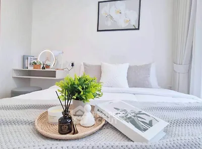 Elegant bedroom with cozy decor and modern furnishings