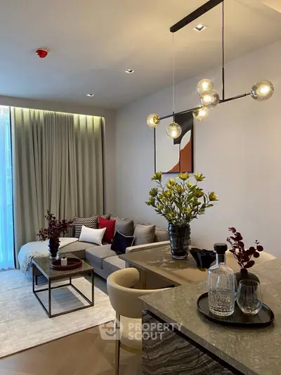 Stylish modern living room with elegant decor and cozy seating area