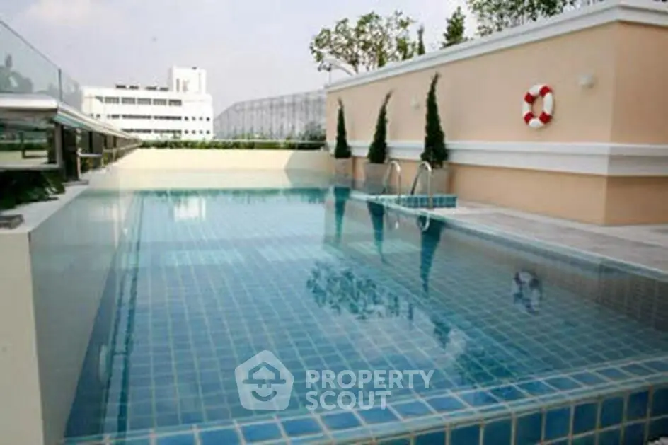Luxurious rooftop pool with modern design and city views, perfect for relaxation and leisure.