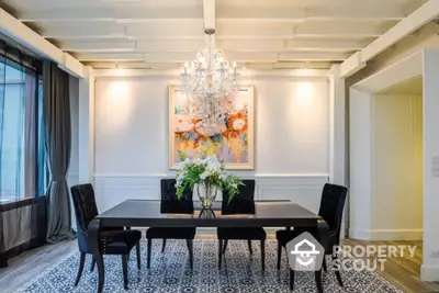 Elegant dining room with chandelier and modern decor