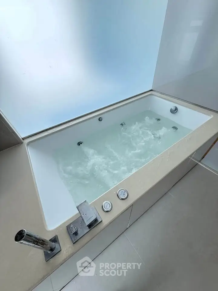 Luxurious bathroom with modern bathtub and sleek design