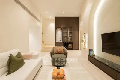 Luxurious modern living room with elegant furniture and ambient lighting