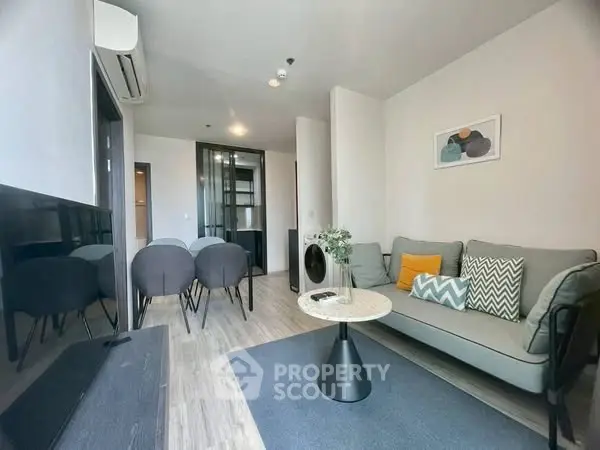 Modern living room with stylish furniture and open layout