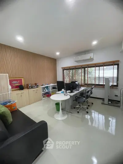 Modern home office with sleek furniture and natural light