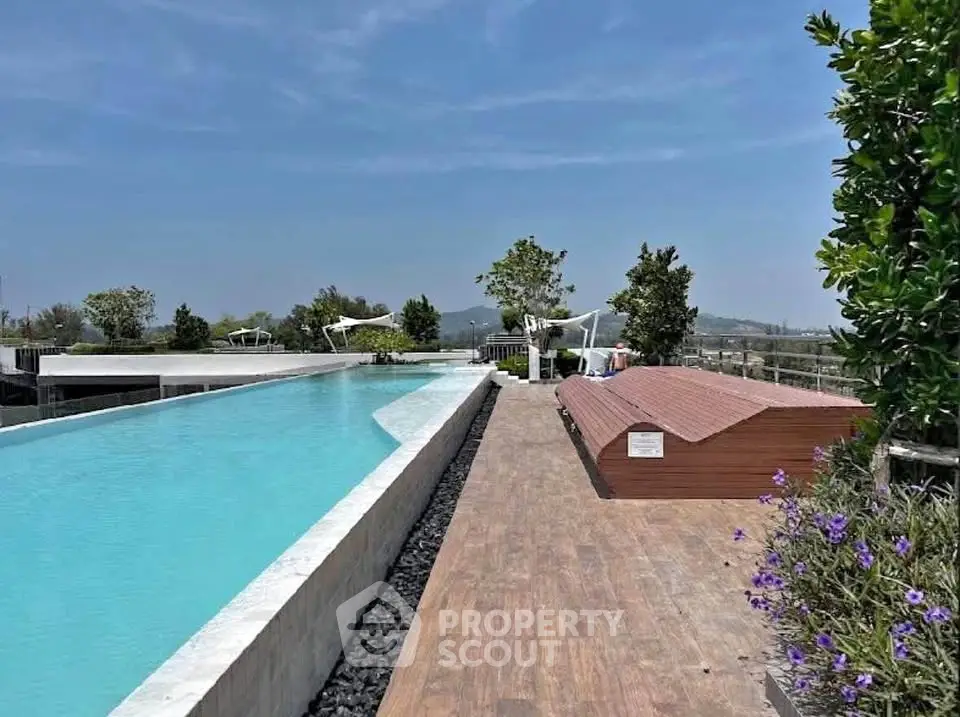 Luxurious outdoor pool area with scenic views and modern design