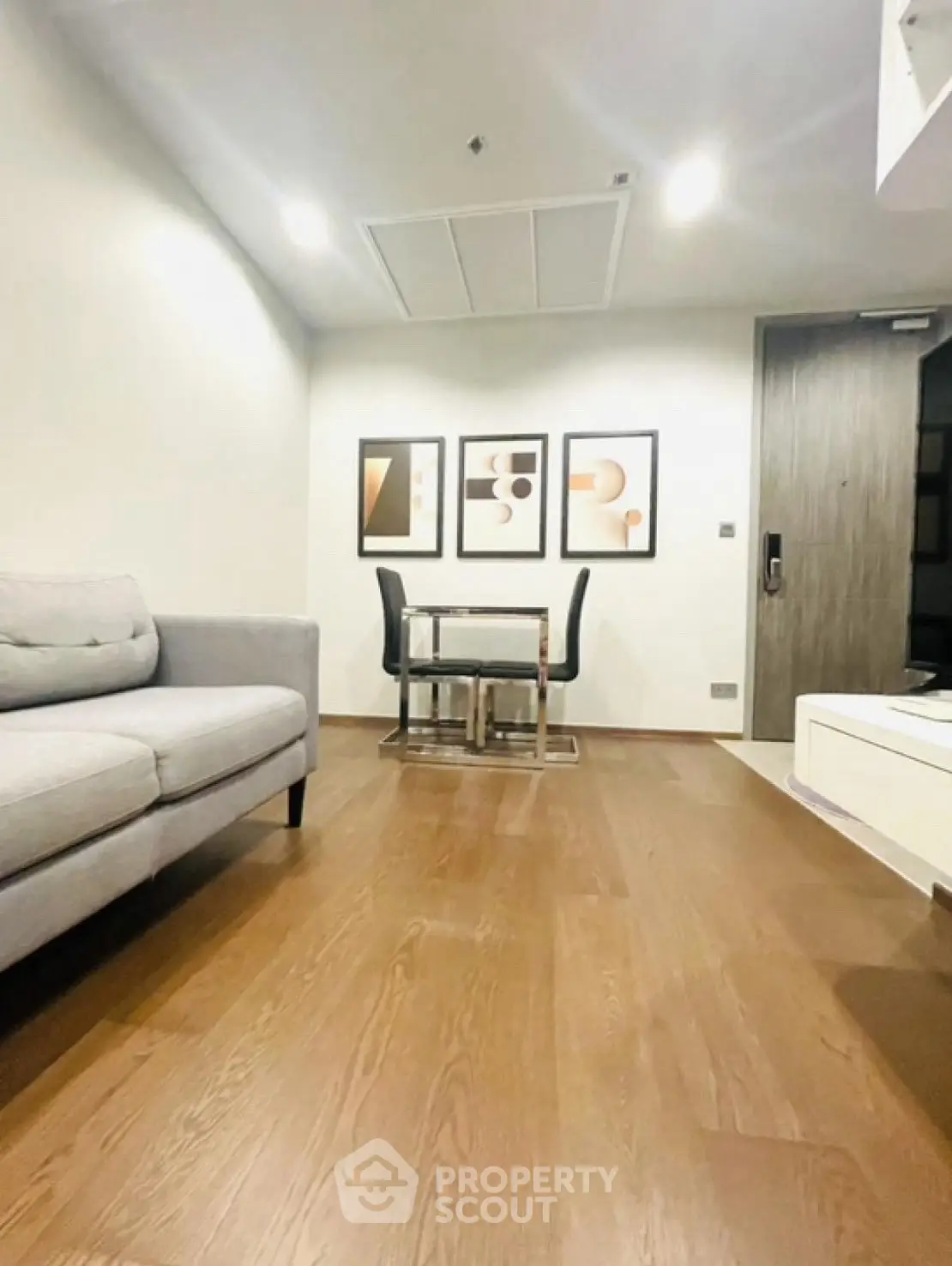 Modern living room with sleek furniture and stylish decor