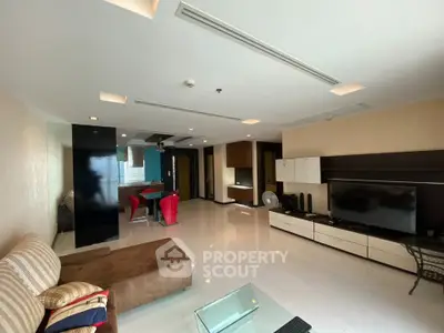 Spacious modern living room with sleek design and open layout