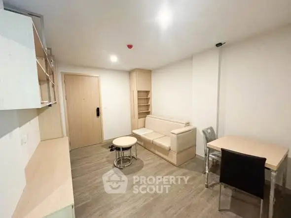 Modern living room with minimalist furniture and neutral tones