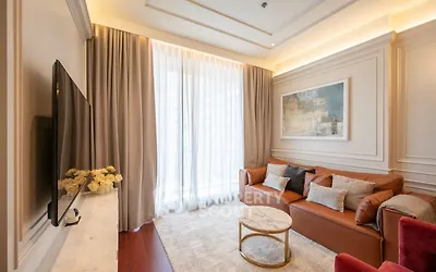 Luxurious living room with elegant decor and natural light