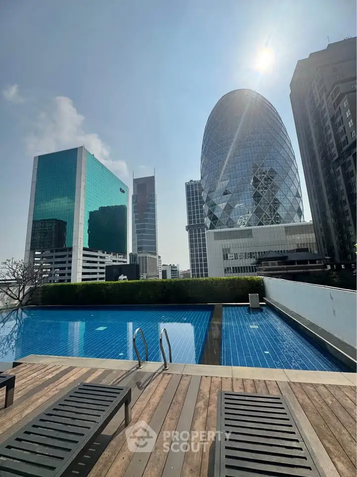 Stunning rooftop pool with city skyline view, perfect for luxury urban living.