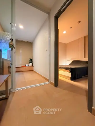Modern apartment interior with cozy bedroom and stylish decor