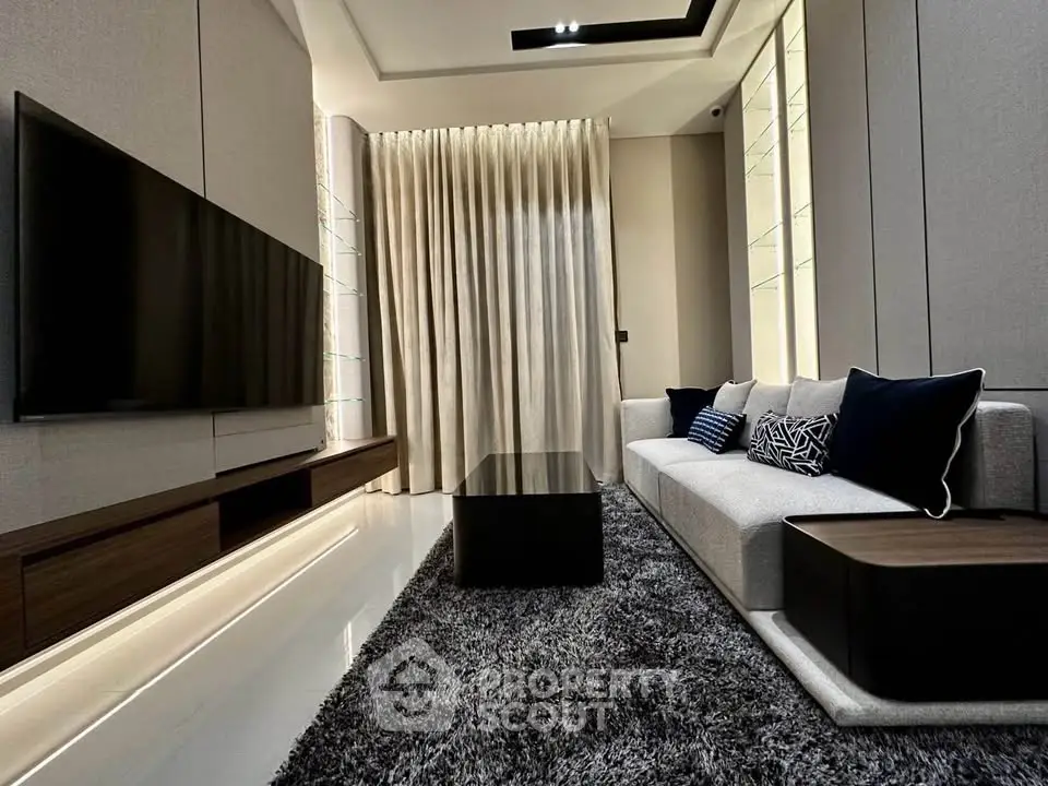Luxurious modern living room with sleek design and elegant furnishings