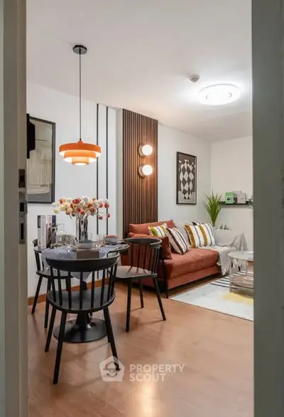 Stylish modern living room with chic decor and cozy ambiance