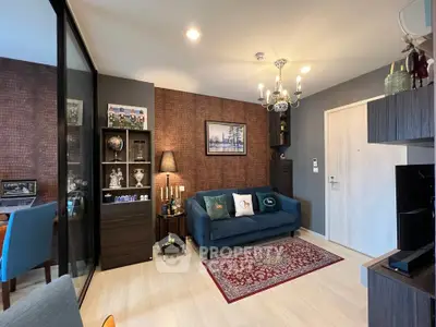 Stylish living room with elegant decor and cozy seating in modern apartment