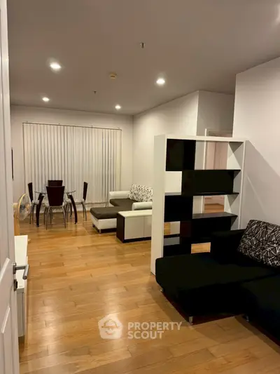 Modern living room with open layout and stylish furniture