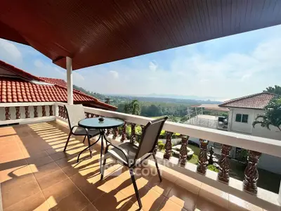 Spacious balcony with stunning panoramic view and outdoor seating