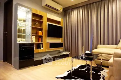 Modern living room with stylish decor and cozy seating area