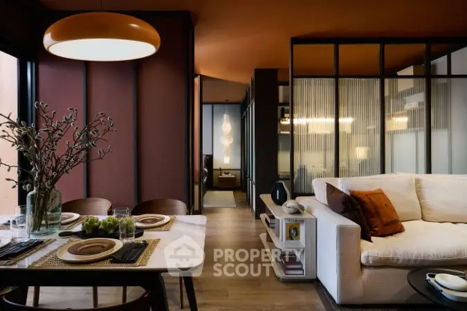 Stylish modern living room with open layout and elegant decor, perfect for urban living.