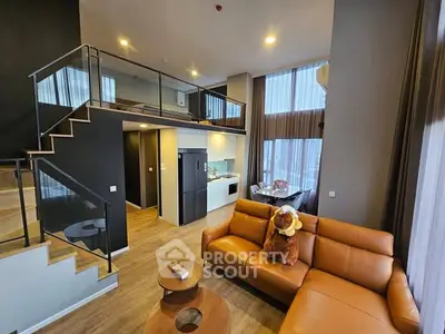 Modern loft apartment with high ceilings and stylish interior design