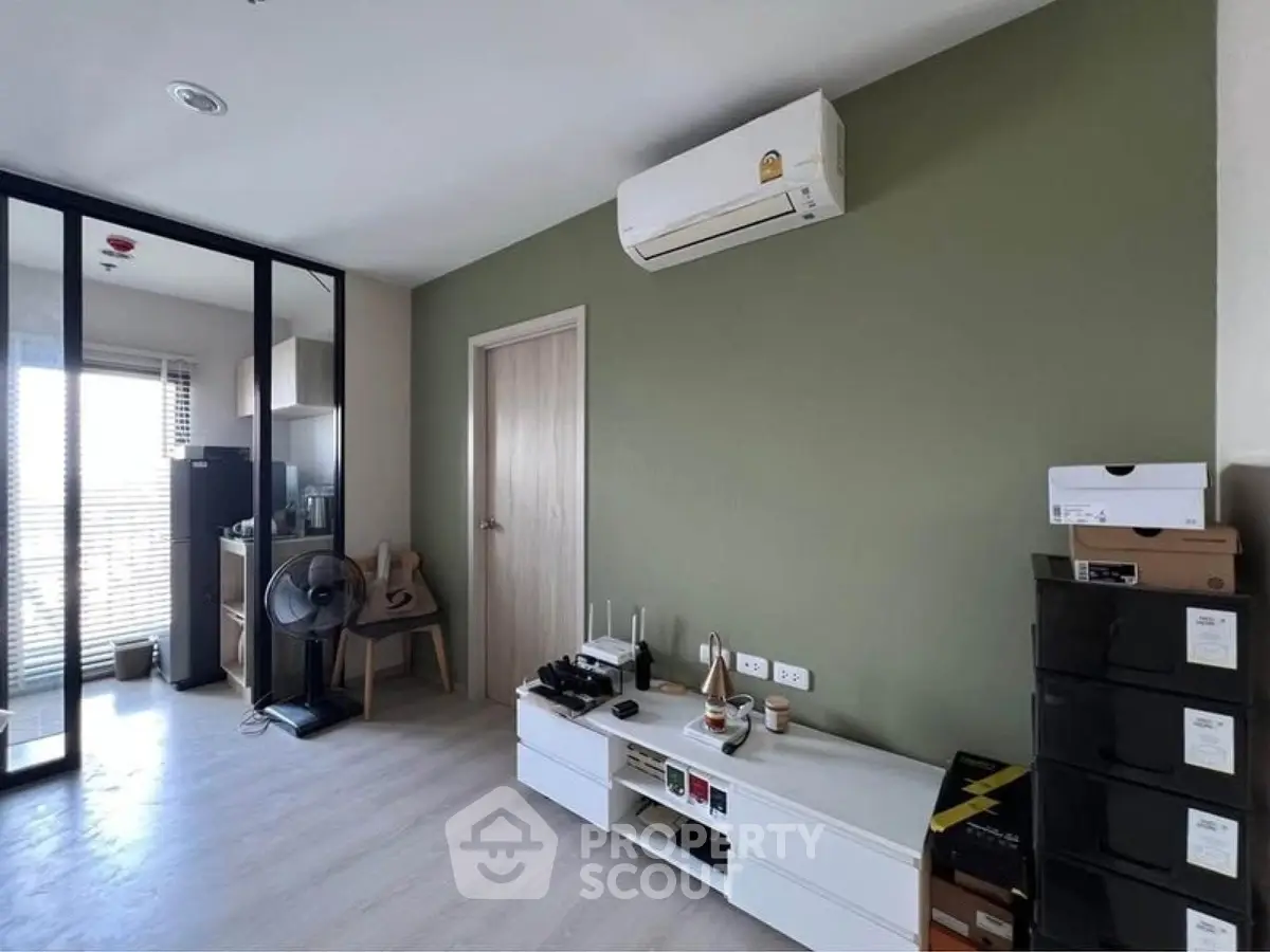 Modern living room with air conditioning and stylish decor