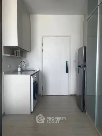 Modern kitchen with sleek appliances and minimalist design