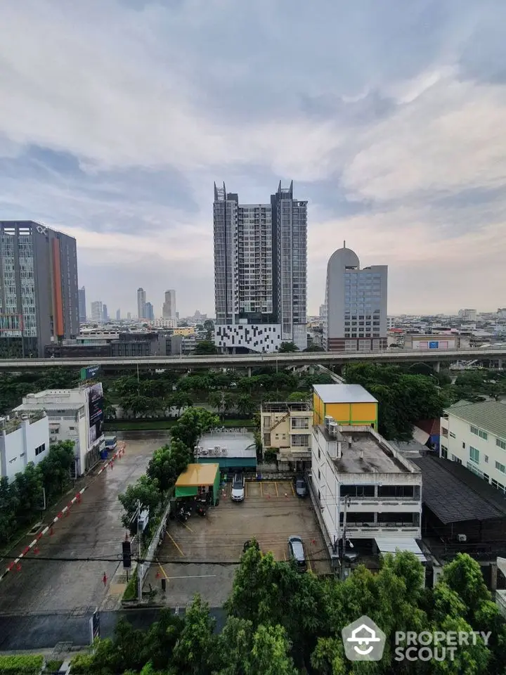 Stunning cityscape view showcasing modern high-rise buildings and urban skyline.