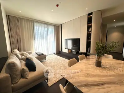 Luxurious modern living room with elegant decor and natural light