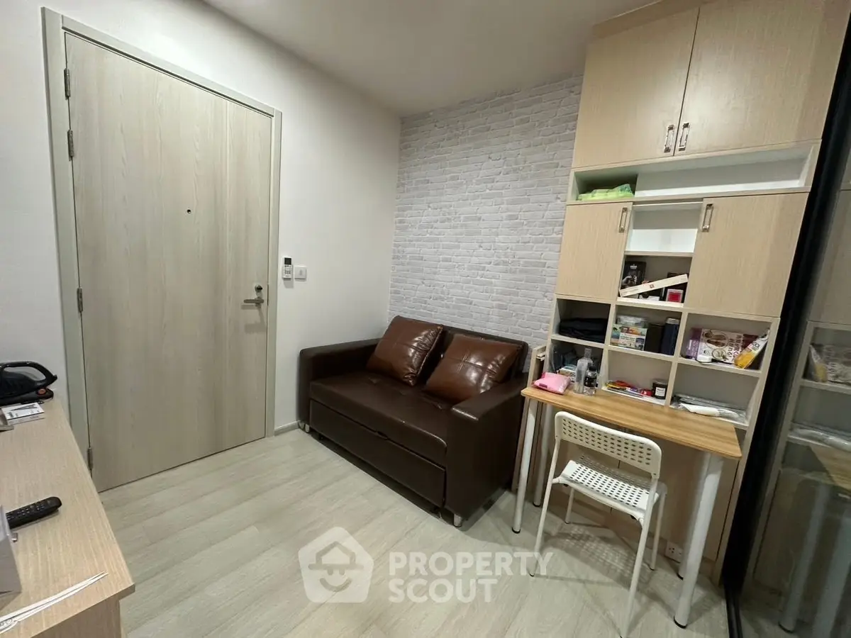 Cozy study room with modern furniture and ample storage space