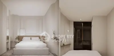 Luxurious modern bedroom with elegant decor and soft lighting