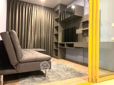 Modern living room with sleek furniture and stylish shelving unit