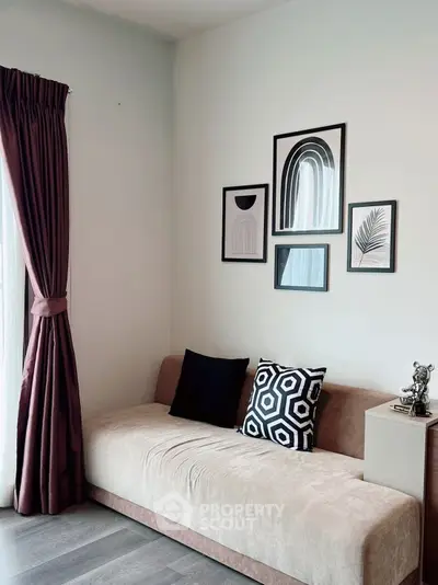 Stylish living room with modern decor and cozy sofa