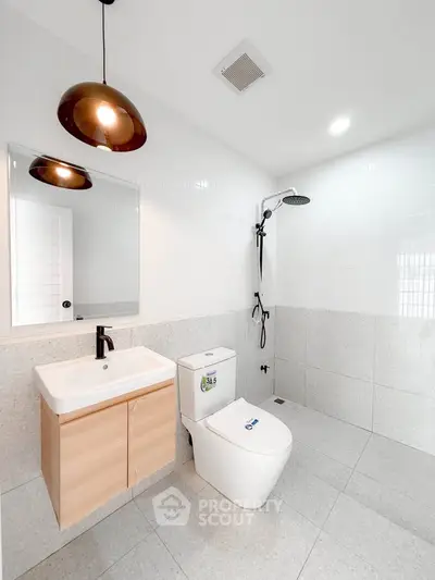 Modern bathroom with sleek fixtures and minimalist design