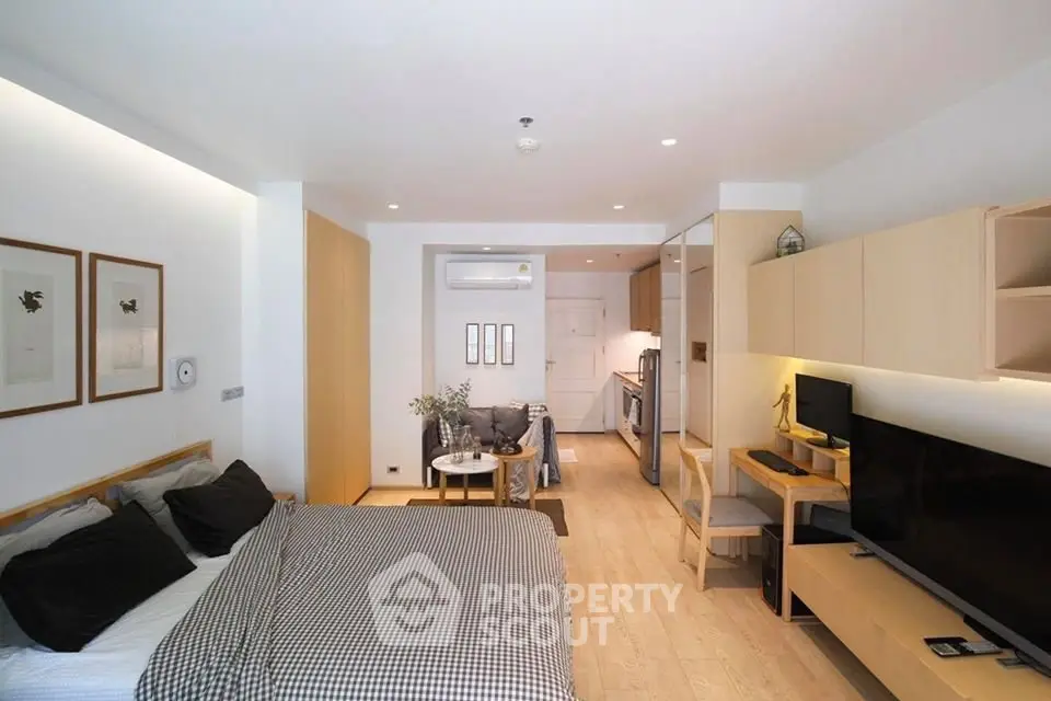 Modern studio apartment with open layout and stylish decor