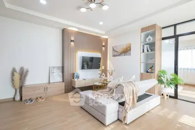 Modern living room with stylish decor and natural light