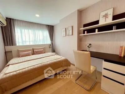 Cozy modern bedroom with stylish decor and natural light