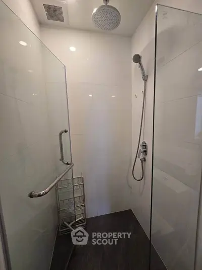 Modern bathroom with sleek shower design and glass enclosure
