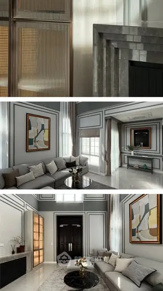 Luxurious modern living room with elegant decor and stylish furniture