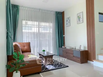 Modern living room with stylish decor and natural light