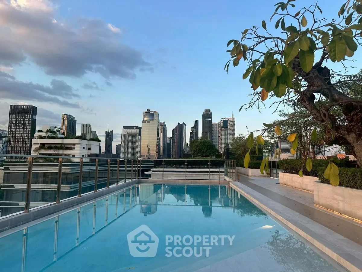 Stunning rooftop pool with city skyline view, perfect for luxury urban living.