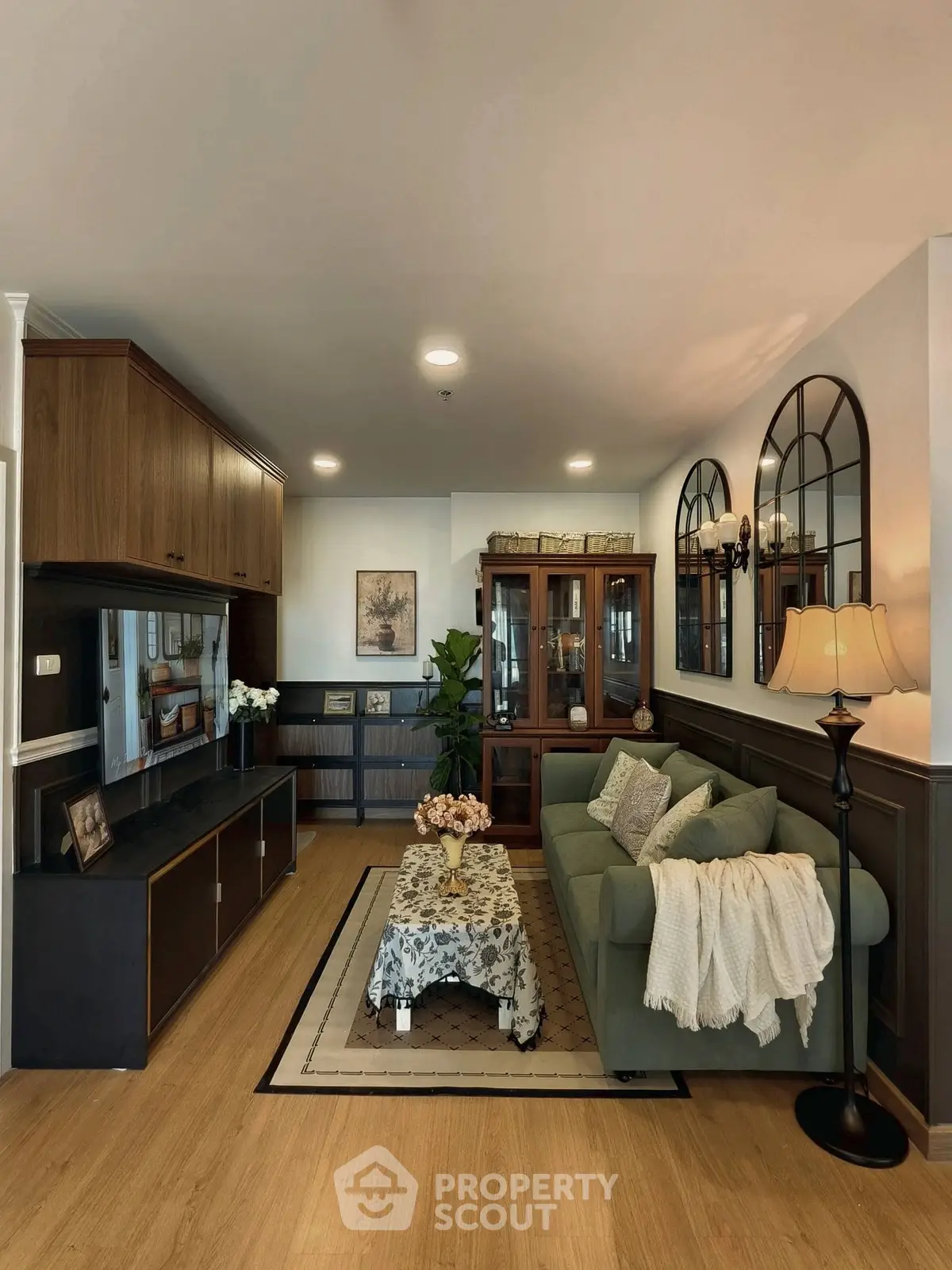 Elegant living room with stylish decor and cozy ambiance