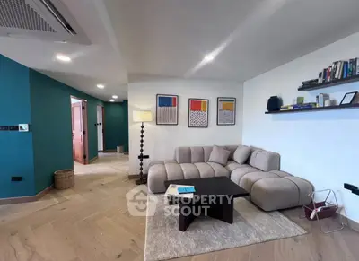 Stylish modern living room with cozy sectional sofa and chic decor